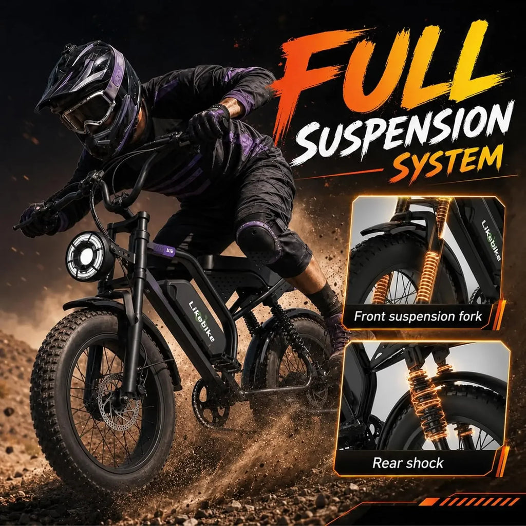 Electric Bike for Adults 1500W/2000W/3000W Peak,32/36/47MPH 20" Fat Tire Ebike, 48V 20AH/23AH/33Ah Removable Battery 7-Speed Ful