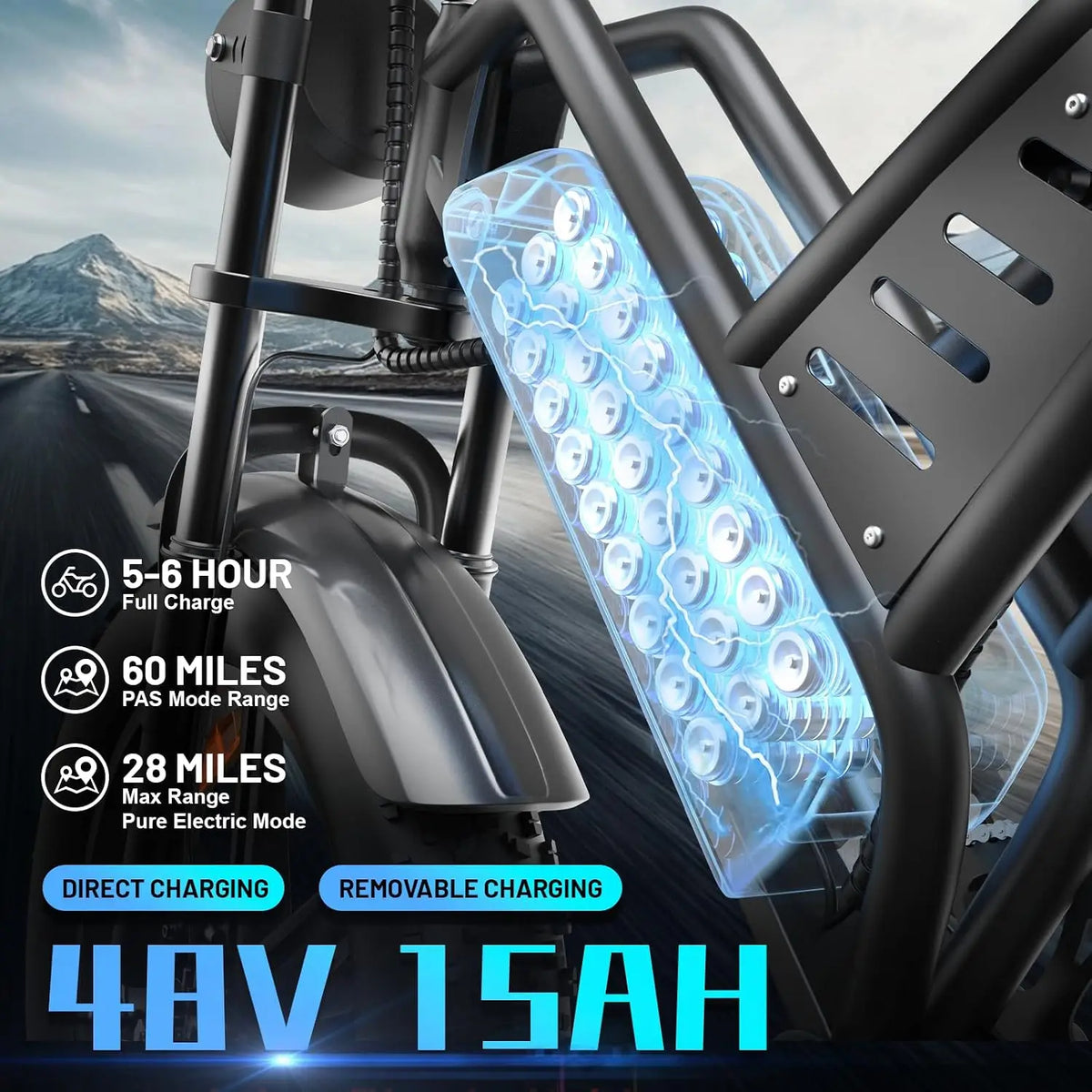 Adult Electric Mountain Bike 20 Inch Fat Tire E Bike 1500W Peak Motor 48V 15Ah Removable Battery All Terrain Electric Bicycle Of