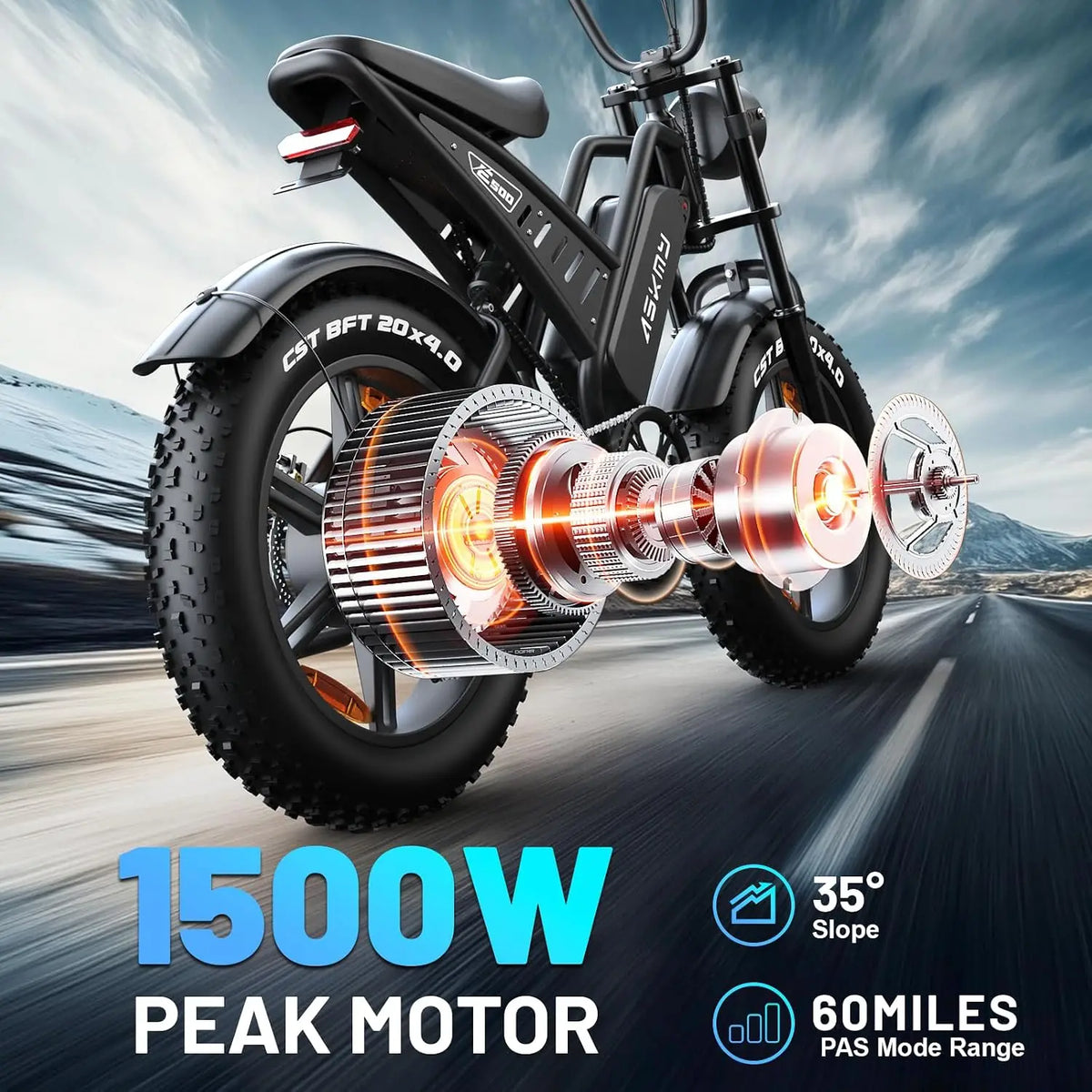 Adult Electric Mountain Bike 20 Inch Fat Tire E Bike 1500W Peak Motor 48V 15Ah Removable Battery All Terrain Electric Bicycle Of