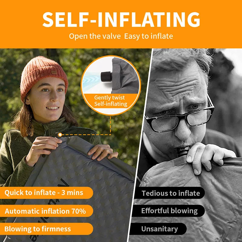 Naturehike D01 Self-inflating Air Mat Splicable Camping Sleeping Pad Travel 3 6cm Air Mattress Hiking Tent Mat Outdoor Bed Mats