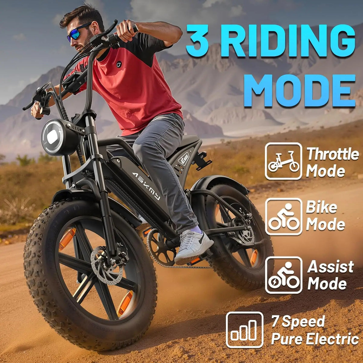 Adult Electric Mountain Bike 20 Inch Fat Tire E Bike 1500W Peak Motor 48V 15Ah Removable Battery All Terrain Electric Bicycle Of