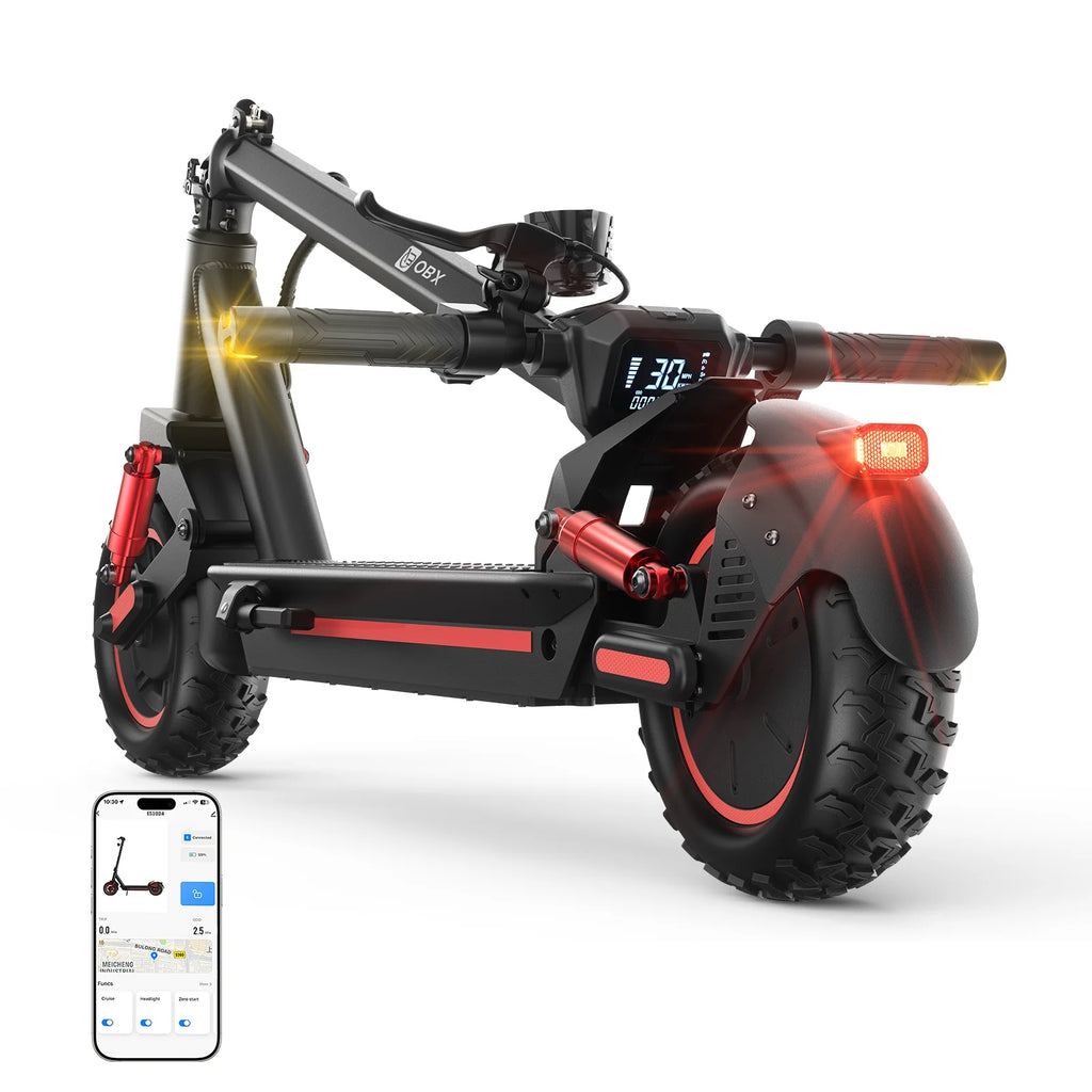 Adult Electric Foldable Scooter 30 MPH Fastest Dual Suspension 1200W Peak Power 33 Miles Long Range 10 Inch Off-Road Tires 48V 15Ah