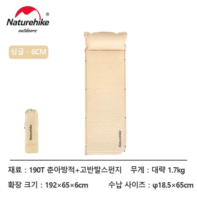Naturehike D01 Self-inflating Air Mat Splicable Camping Sleeping Pad Travel 3 6cm Air Mattress Hiking Tent Mat Outdoor Bed Mats